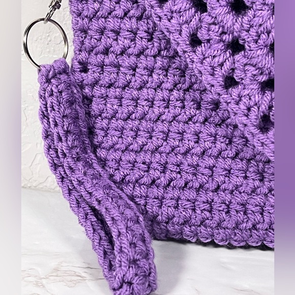 Purple Crochet Wristlet Clutch - Picture 4 of 10